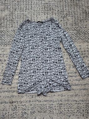 All Things Fabulous Gray & Black Owl-Print Long-Sleeve Pajama Romper